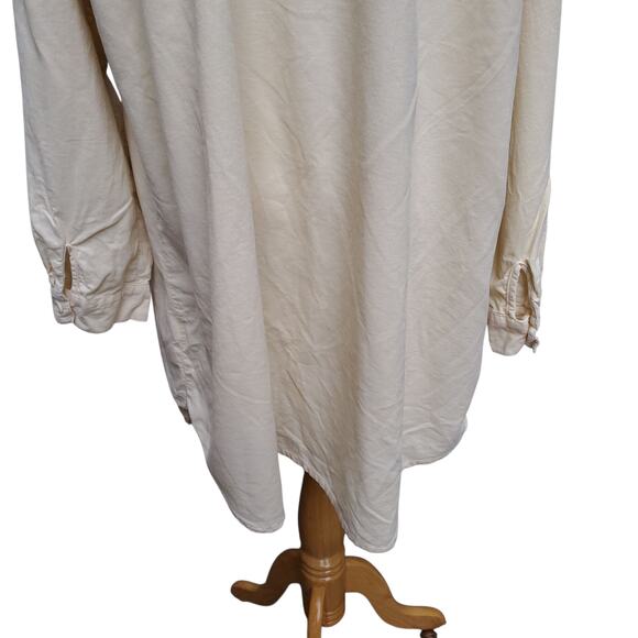 FLAX Jeanne Engelhart Pale Light Yellow Corduroy Button Down Long Tunic Top Sz M - Picture 12 of 15